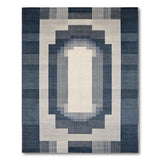 Navy Blue Geometric Frame Area Rug