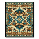 Teal Tribal Southwestern Geometric Rug