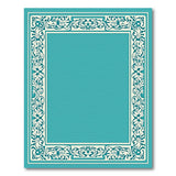 Ornate Teal Floral Border Blue and Teal Area Rug