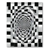 Hypnotic Black White Checkerboard Vortex Area Rug