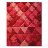 Vibrant Red Geometric Triangle Rug