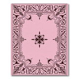 Ornate Pink Floral Border Pink Area Rug