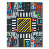 ODIKA Washable Kids Playroom Rug - Cartoon City Traffic Map, Non-Slip Low Pile Area Rug