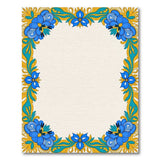 Blue Peony Floral Border Area Rug