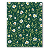 Floral Vintage Emerald Green White Daisy Floral Area Rug