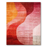 Vibrant Abstract Wave Area Rug in Red Orange