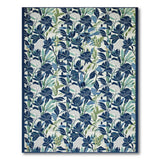 Navy Blue Leaf Floral Area Rug