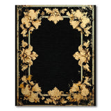 Black Gold Ornate Distressed Vintage Rug