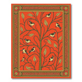 Ornate Red Tree of Life with Birds Rug