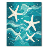 ODIKA Starfish Coastal Teal Washable Area Rug - Low Pile Non-Slip Nautical Decor