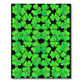 Vibrant Green Four-Leaf Clover Area Rug on Black