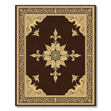 Ornate Gold Filigree Floral Brown Area Rug
