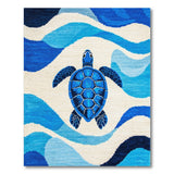 Sea Turtle Ocean Waves Blue Area Rug