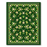 Green Emerald Green Floral Vine Area Rug
