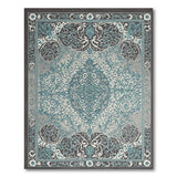 Teal Persian Area Rug with Ornate Floral Medallion