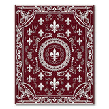 ODIKA Washable Red Fleur-De-Lis Area Rug - Low Pile Non-Slip Vintage Rug
