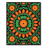 Orange Vibrant Orange Mandala Floral Area Rug