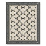 Black Geometric Octagon Cream Area Rug