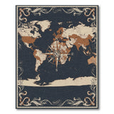 Vintage World Map Compass Area Rug