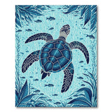 Teal Sea Turtle Underwater Area Rug