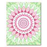 Pink Lotus Mandala Area Rug with Green Leaves