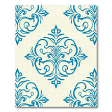 Elegant Blue Damask Floral Cream Area Rug