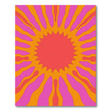 Radiant Pink Orange Sunburst Area Rug