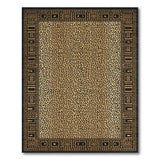 Beige Leopard Print Rug with Tribal Border