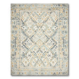 Blue and Teal Teal Blue Geometric Southwestern Area Rug