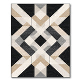 ODIKA Washable Geometric Area Rug - Modern Black & Cream Low Pile Non-Slip Carpet