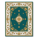 Elegant Teal Gold Floral Medallion Rug