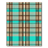 Teal Brown Plaid Rustic Area Rug