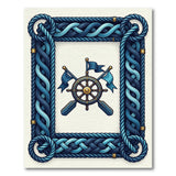 Nautical Ship Wheel Rope Frame Area Rug