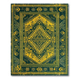 Teal Green Gold Heritage Tribal Area Rug