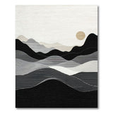 ODIKA Modern Washable Abstract Mountain Landscape Area Rug - Black & White Low Pile