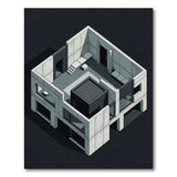 Isometric Concrete Architecture Area Rug