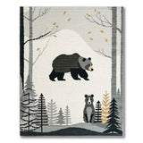 Grey Woodland Mama Bear Cub Area Rug
