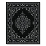 Black White Floral Medallion Area Rug