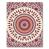 Purple Mandala Area Rug with Birds Florals