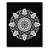 Intricate White Mandala Area Rug on Black