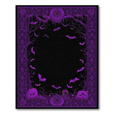 Washable Purple Gothic Bat & Skull Halloween Area Rug