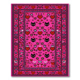 Whimsical Pink Hearts Black Cats Persian Rug