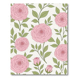 Pink Rose Floral Pattern Area Rug