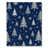 Navy Blue Christmas Pine Trees Snowflakes Area Rug