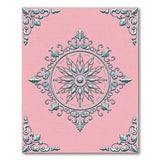 Elegant Pink Teal Ornate Medallion Area Rug
