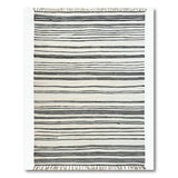 Black White Zigzag Striped Fringed Area Rug