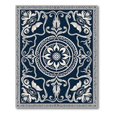 Navy Ornate Lotus Floral Area Rug