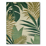 Lush Coastal Beach Lush Green Monstera Leaf Area Rug