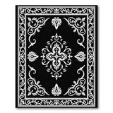 Traditional Persian Ornate Black White Persian Border Rug