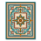 Teal Gold Southwestern Geometric Area Rug